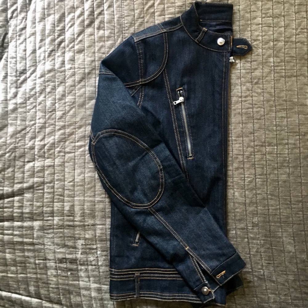 ZARA MAN Dark denim jacket w elbow patch men L